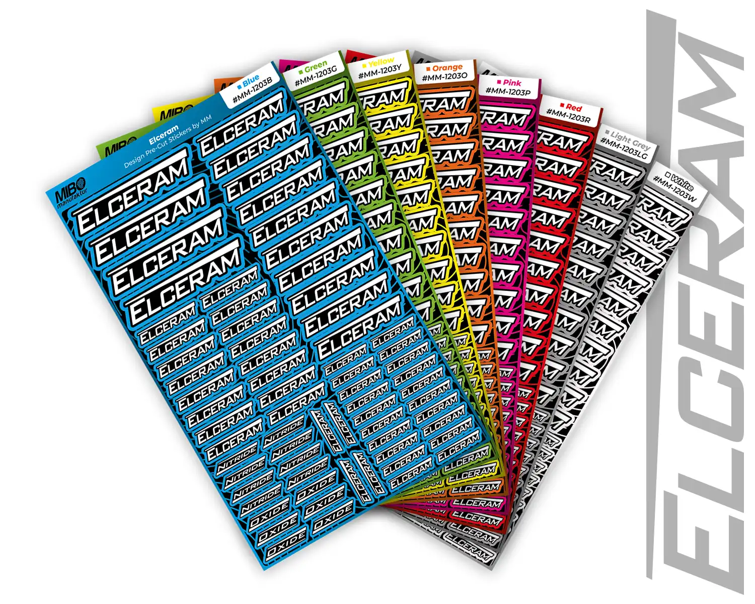Elceram Racing Design Pre-Cut Stickers by MM (Light Grey, 68 Stickers ...