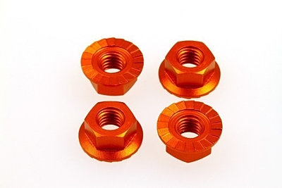 Hiro Seiko 4mm Alloy Serrated Wheel Nut (Orange·4pcs)