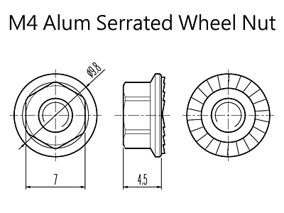 Hiro Seiko 4mm Alloy Serrated Wheel Nut (Black·4pcs)