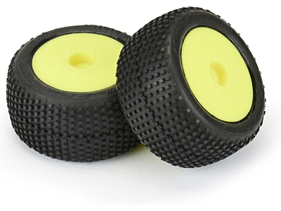 Pro-Line Hole Shot Front/Rear 1/18 Mini-T Tires Mounted on 8mm Yellow Wheels (2pcs)