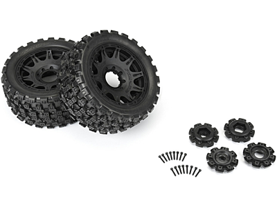 Pro-Line Badlands MX57 1/6 Front/Rear 5.7” Tires Mounted on Raid 8x48 Removable 24mm Hex Wheels Black (2pcs)