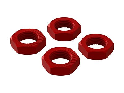 Arrma Aluminum Wheel Nut 17mm (Red, 4pcs)