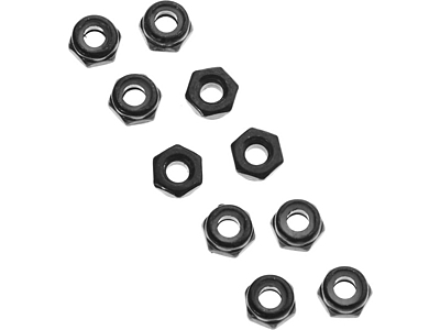 Axial Thin Nylon Locking Hex Nut M3 (Black, 10pcs)