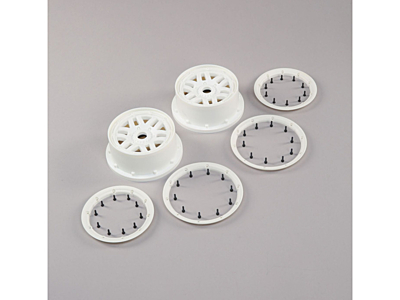 Losi 5IVE-T 2.0 1/5 Front/Rear 4.75 Wheel and Beadlock Set 24mm Hex (White, 2pcs)