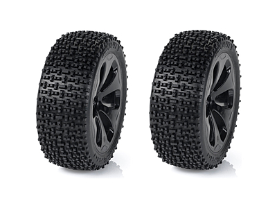 Medial Pro Racing Front Tires Mounted on Black Rims Gravity M4 Super Soft (2pcs)