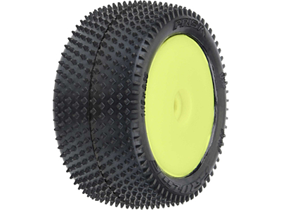 Pro-Line Prism Rear 1/18 Carpet Mini-B Tires Mounted on 8mm Yellow Wheels (2pcs)