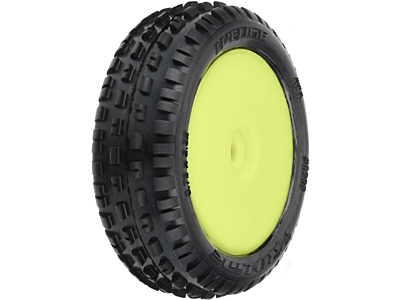 Pro-Line Wedge Front Carpet 1/18 Mini-B Tires Mounted on 8mm Yellow Wheels (2pcs)
