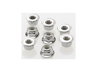 Traxxas 4mm Flanged Nylon Locking Nut (Steel, 8pcs)