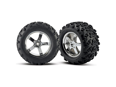 Traxxas Maxx Tires & Hurricane Wheels 3.8" (Chrome, 2pcs)