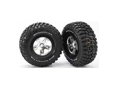 Traxxas 2.2/3.0" SCT KM2 Tires & Beadlock Wheels (Chrome-Black, 2pcs)