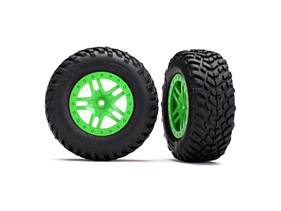 Traxxas 2.2/3.0" SCT Tires & Split-Spoke Wheels (Green 2pcs)