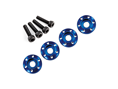 Traxxas Machined Aluminum Wheel Nut Washer (Blue, 4pcs)