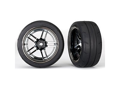 Traxxas 1.9" Rear Response Tires & Split-Spoke Wheels (Black Chrome, 2pcs) 