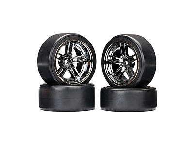 Traxxas 1.9" Drift Tires & Split-Spoke Wheels (Black Chrome, 4pcs) 