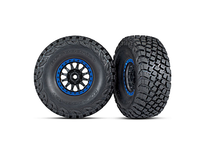 Traxxas Tires and Wheels 3.2/2.2" (Black & Blue, 2pcs)