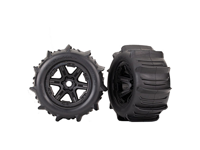 Traxxas Paddle Tires & Wheels 3.8" (Black, 2pcs)