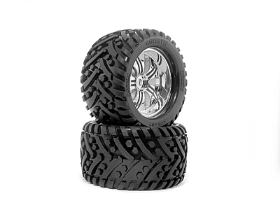 Mounted goliath tyre (178x97mm) tremor wheel chrome/savage