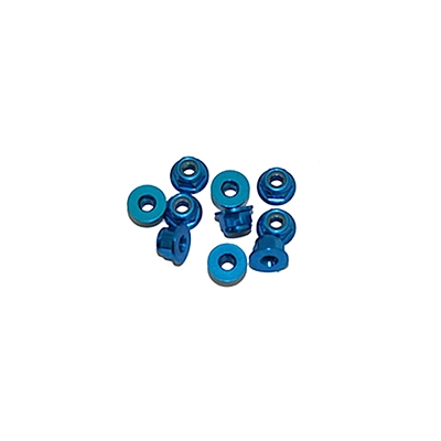 Ultimate Racing 3mm Alu Flanged Nylon Lock Nuts (Blue, 10pcs)