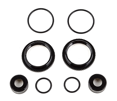 Associated 13mm Aluminum Shock Collar and Seal Retainer Set (Black, pair)