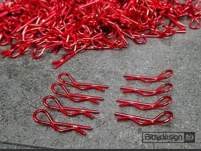 Bittydesign Clips Kit for 1/10 Off/On-road Bodies (Red, 8pcs)