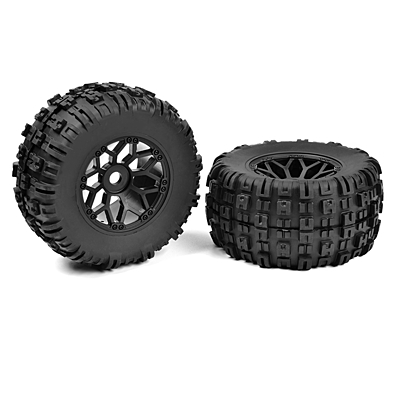 Corally Mud Claws Offroad 1/8 MT Tires Glued on Black Rims (1pair)