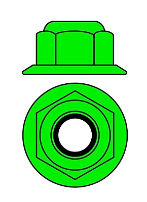 Corally Aluminium Nylstop Flanged Nut M3 (Green, 10pcs)