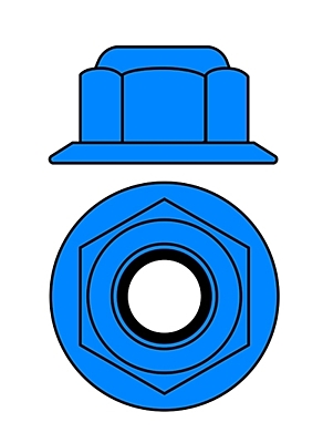 Corally Aluminium Nylstop Nut M3 - Flanged (Blue·10pcs)