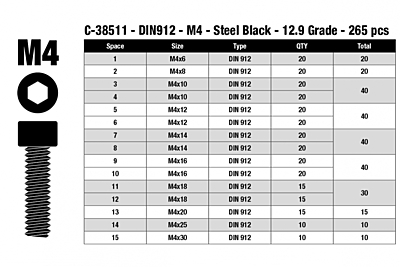Corally Steel M4 Hex Socket Head Screw Set (265pcs)