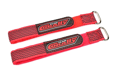 Corally Pro Battery Straps 250x20mm Metal Buckle - Silicone Anti-Slip Strings (Red, 2pcs)