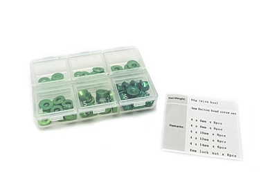 Hobbytech Washer and Nut Box Set (Green Anodized, 60pcs)