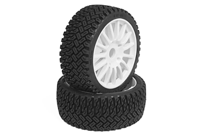 Hobbytech 1/8 Rallycross Tyres Preglued on Multispoke Wheels (White)
