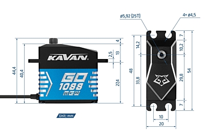 Kavan GO-1088MGW (0.125s/74.0kg/8.4V) Brushless Servo