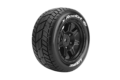 Louise X-Rocket Sport Pre-Glued 1/5 Truck Tires 24mm Hex Black Rims (2pcs)