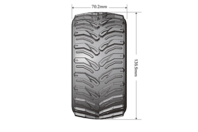 Louise MT-Cyclone Soft 1/10 Truck Tires 1/2 Offset 12mm Hex Black Chrome Bead-Lock Rims (2pcs)