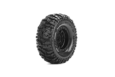 Louise CR-MALLET 1.0 Complete 1/18 and 1/24 Crawler Wheels with Rims for 7mm Hex (Black, 2pcs)