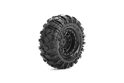 Louise CR-ROWDY 1.0 Complete 1/18 and 1/24 Crawler Wheels with Rims for 7mm Hex (Black, 2pcs)