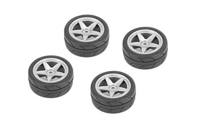 Carten 1/10 Tires 26mm 5-Spoke Wheel (Silver, 4pcs)