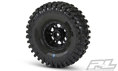 Pro-Line Hyrax 1.9" G8 Rock Terrain Truck Tires for F/R 1.9" Rock Crawler on Impulse Black/Silver Wheels