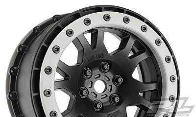 Pro-Line Impulse Pro-Loc Black Wheels with Stone Gray Rings for X-MAXX F/R