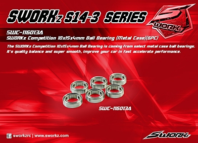 SWORKz Competition Ball Bearing Metal Case 10x15x4mm (6pcs)