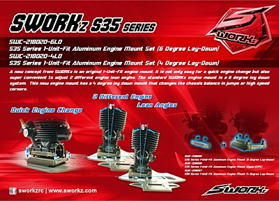 SWORKz 1-Unit-Fit Aluminum Engine Mount 4 Degree Lay-Down Set
