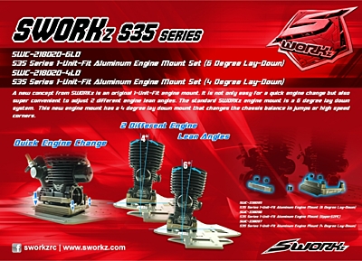 SWORKz 1-Unit-Fit Aluminum Engine Mount 6 Degree Lay-Down Set