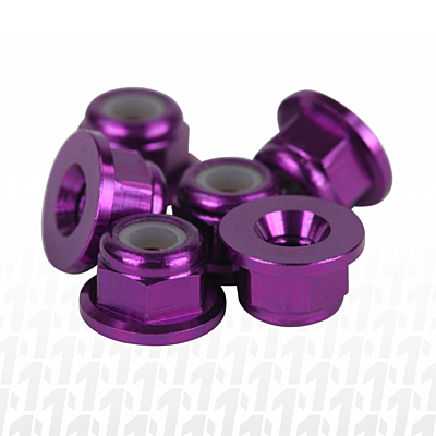 1up Racing Premium Aluminum Locknuts M3 Flanged – Purple (6pcs)