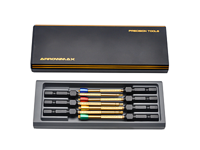 Arrowmax Power Tool Tip Set 7 Pieces with Alu Case Black Golden 