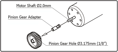 Hiro Seiko Pinion Gear Adapter (2 to 3.175mm)