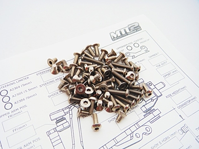 Hiro Seiko Mugen MTC2 Titanium Hex Socket Screw Set (130pcs)