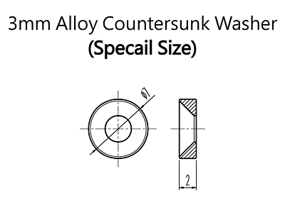 Hiro Seiko 3mm Alloy Countersunk Washer (S-Size, Black, 8pcs)