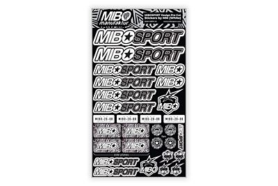 Mibosport Design Pre-Cut Stickers by MM (White, Larger A5 size)