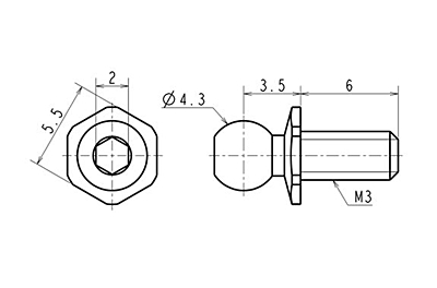 Reve D SPM Titanium Rod End Ball Short Neck (Diameter 4.3mm, Screw Length 6.0mm, 2pcs) 