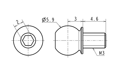 Reve D SPM Titanium Kingpin Ball (Diameter 5.9mm, Total Length 10mm, 2pcs) 